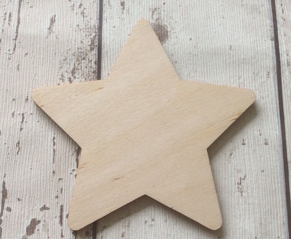 Unpainted laser cut wood NEW large 25cm star shapes