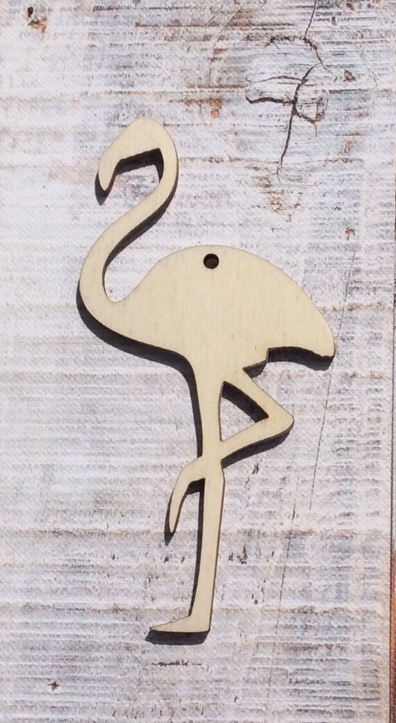 Pack of ten unpainted laser wooden flamingo perfect for crafting, decopatch or pyrography - embellishments or tags