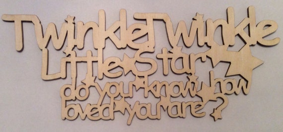 Gorgeous twinkle twinkle little star laser cut wooden plaque.