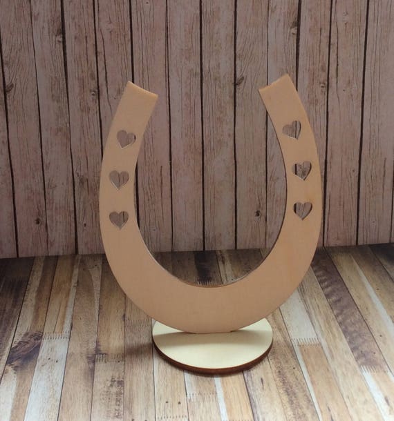 10cm freestanding unpainted laser cut horseshoe with heart cutout perfect wedding place setting favours crafting