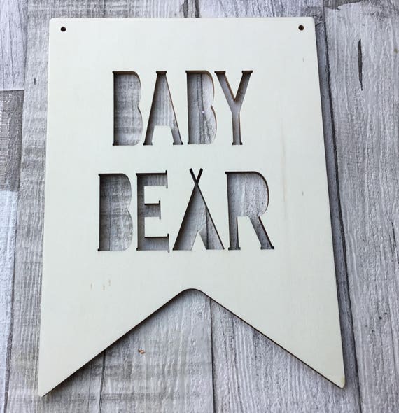 Unpainted large laser cut wood large boho tribal style  plaque - Baby Bear, lovely new baby gift, gender reveal, baby shower
