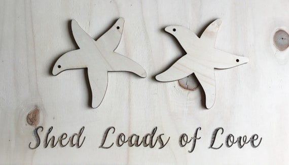 pack of 10 unpainted laser cut starfish - perfect for bunting, embellishments 1, 2or no hole