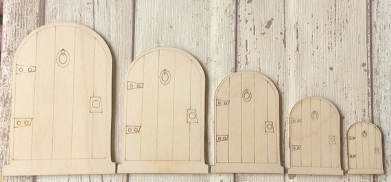 Gorgeous laser cut wood fairy faerie elf doors in packs of ten now available in four sizes