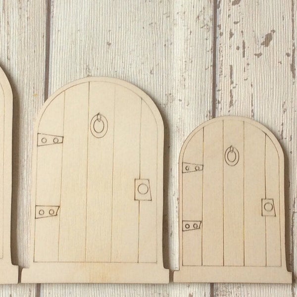 Gorgeous laser cut wood fairy faerie elf doors in packs of ten now available in four sizes