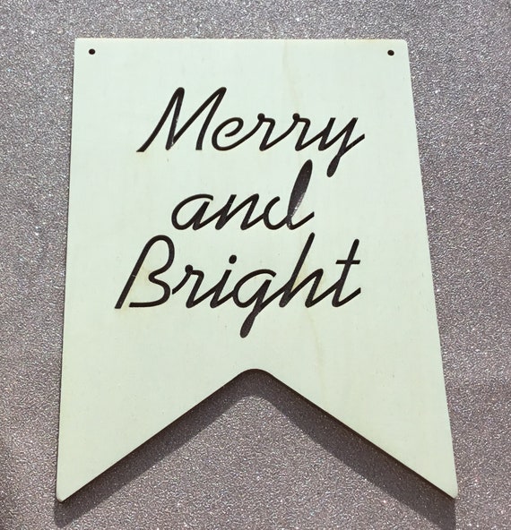 Unpainted large laser cut wood large boho tribal style  plaque -Merry and Bright - Christmas decorations