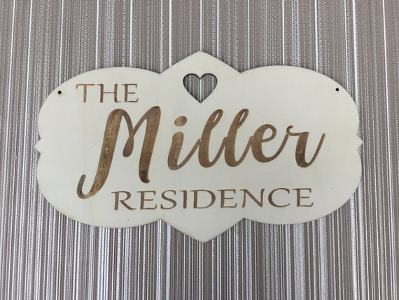 Unpainted personalised large laser cut wooden home plaque - wedding gift, new home gift