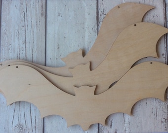 Wooden Halloween large Bats - 30cm.  Available as a single or in packs of 3.