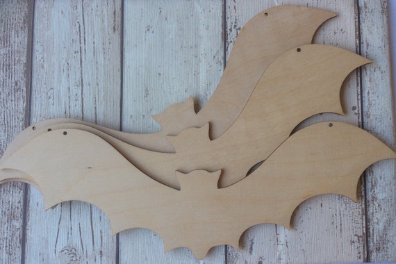 Wooden Halloween large Bats - 30cm.  Available as a single or in packs of 3.