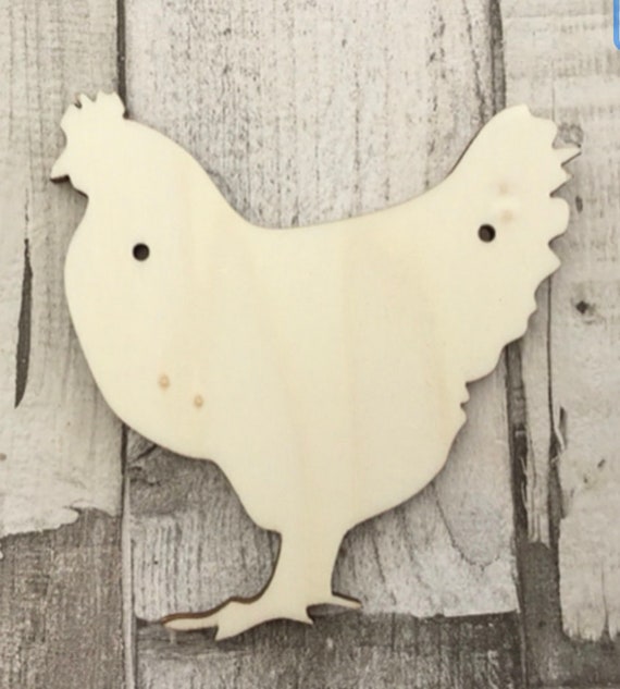Laser cut wooden chicken shape from 6mm poplarwood - farmhouse