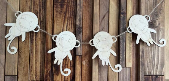 pack of 10 unpainted laser cut  Cheeky Monkeys perfect for crafting baby garland bunting