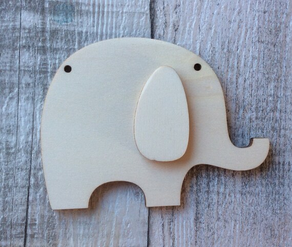 NEW LISTING pack of 10 unpainted laser cut blank 2d elephants perfect for crafting, choice of holes or not