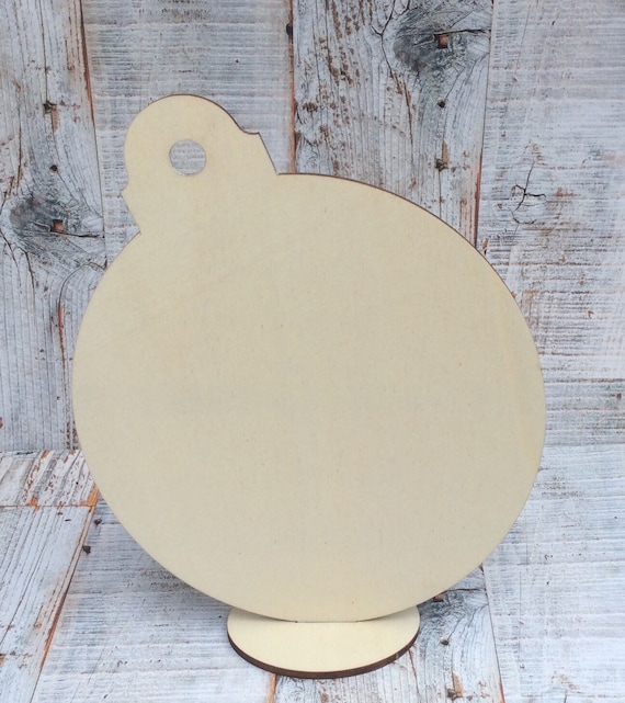 Single unpainted laser cut freestanding giant Christmas bauble 21cm tall perfect for crafting, decopatch or pyrography