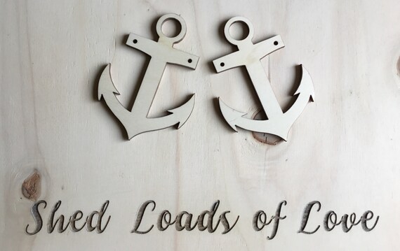 pack of 10 unpainted laser cut anchors- perfect for bunting, embellishments 1, 2or no hole