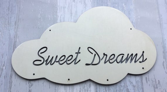 Unpainted 28cm large laser cut wooden cloud - Sweet Dreams - new baby gift, baby shower gift