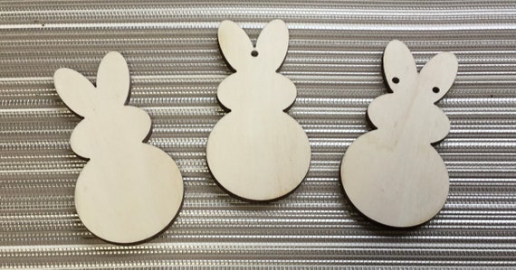 NEW pack of 10 unpainted laser cut Easter bunnies (in 4 different sizes) with choice of holes or not perfect for crafting into a garland