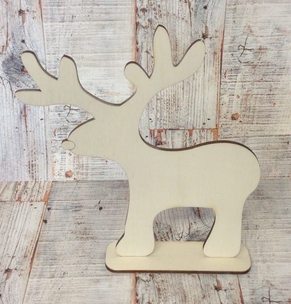 Single unpainted laser cut freestanding giant Christmas rudolph reindeer 20cm tall perfect for crafting, decopatch or pyrography