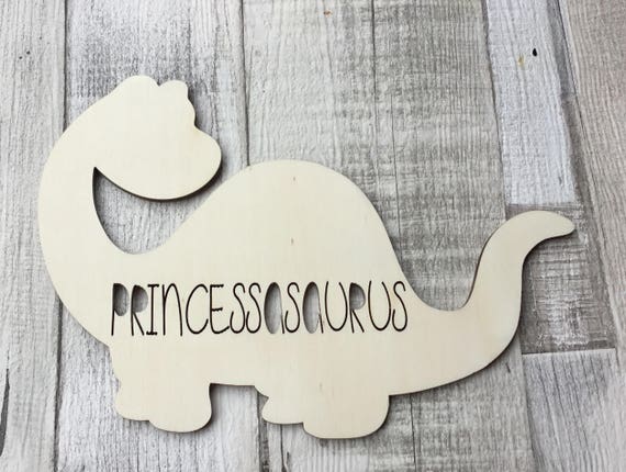 Personalised dinosaur unpainted laser cut gift - childrens bedroom plaque, name plaque
