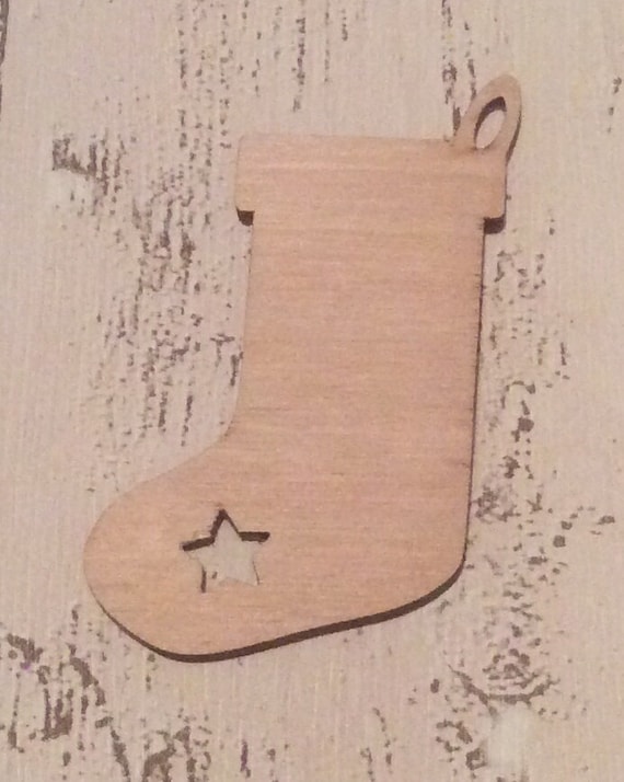 pack of 10 unpainted laser cut  christmas stockings perfect for crafting/gift tags