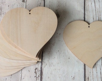 10 Pack Plywood Wooden Blank Craft Shape Heart Curvy 