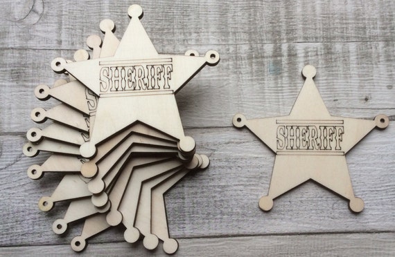 pack of 10 unpainted laser cut sheriff stars perfect for crafting garlands and bunting