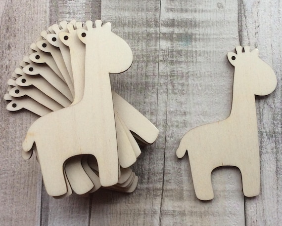 Pack of ten laser cut adorable giraffes for tags or embellishments available with hole or without hole