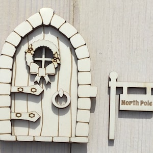 Porte de fée de fée de Noël 3D vierge non peinte découpée au laser