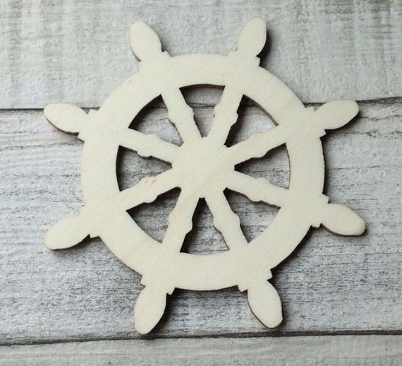 BRAND NEW pack of 10 unpainted laser cut blank ship steering wheels available with no hole, one hole or two holes - perfect for crafting