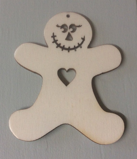 pack of 10 unpainted laser cut Halloween gingerbread men in 2 sizes, perfect for crafting garlands and bunting