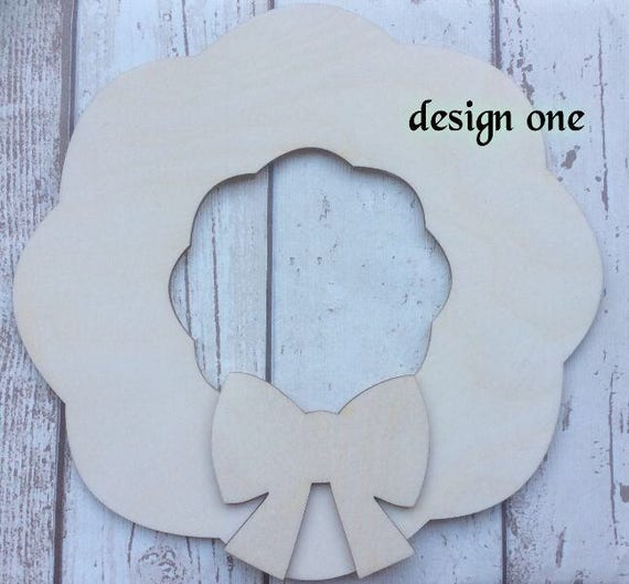 Christmas unpainted laser cut wooden christmas wreath available in three sizes and two designs - decopatch, pyrography