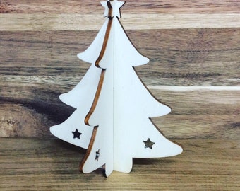 single laser cut interlocking wooden 3d Christmas tree