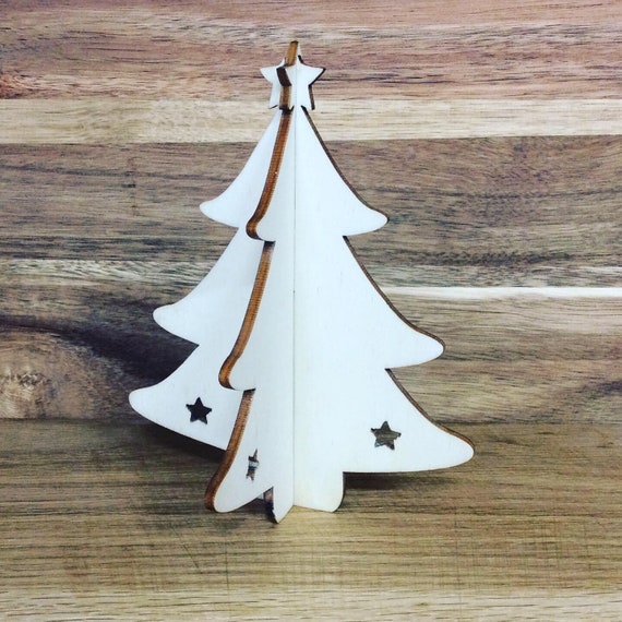 single laser cut interlocking wooden 3d Christmas tree