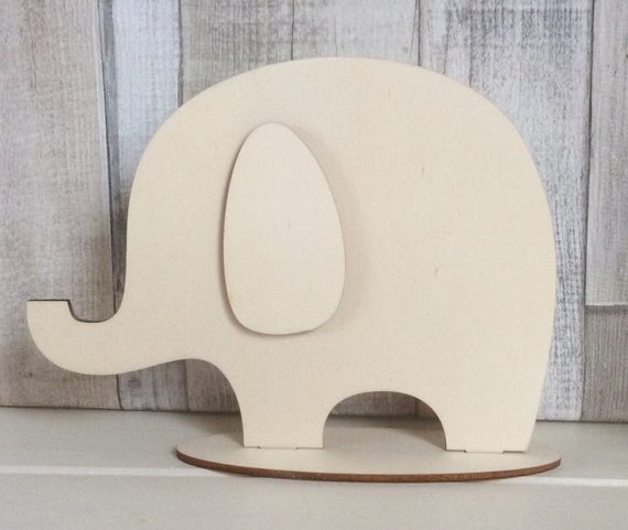 Freestanding 20cm laser cut adorable elephant from 6mm wood