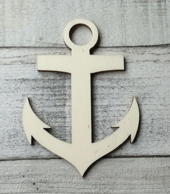 BRAND NEW pack of 10 unpainted laser cut blank anchors available with no hole or two holes - perfect for crafting