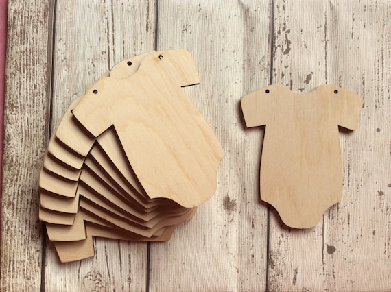 pack of 10 unpainted laser cut Baby grows vests available with or without holes perfect for baby shower