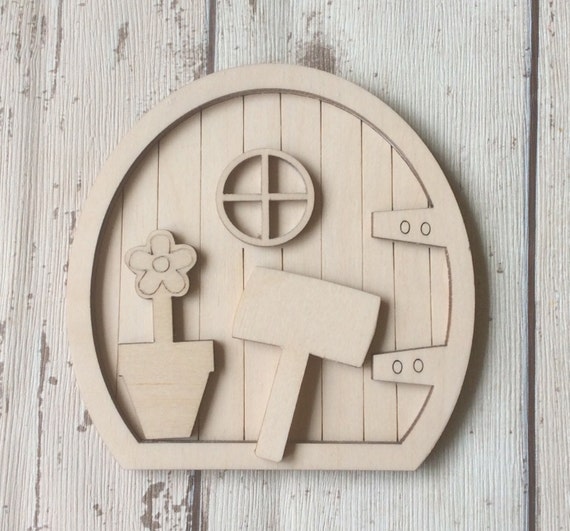 3D laser cut birch plywood hobbit faerie fairy doors perfect for crafting
