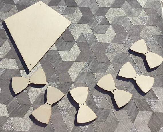 NEW Gorgeous laser cut wooden shaped kites with bows as tails..   decopatch