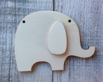 NOUVEAU PACK DE 10 éléphants 2D vierges découpés au laser non peints parfaits pour l’artisanat, choix de trous ou non