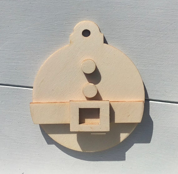 Single laser cut unpainted laser cut  3D santa bauble perfect for Christmas crafting available with or without hole