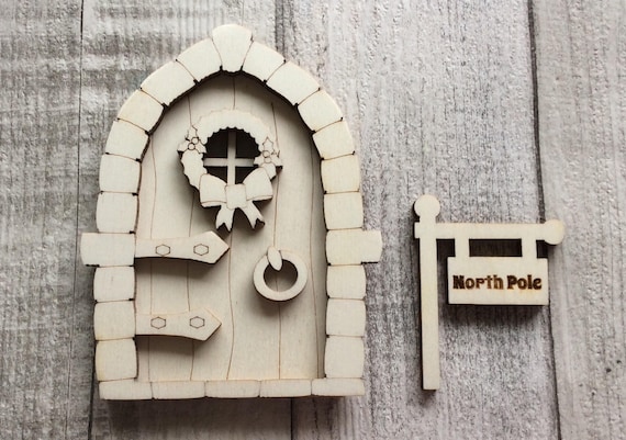 3d unpainted laser cut blank 3D Christmas Xmas faerie elf fairy door available in 3 different sizes, perfect for crafting