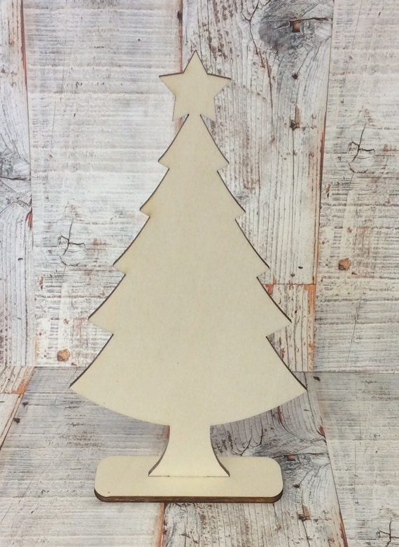 Single unpainted laser cut wooden Christmas  tree 20cm tall perfect for pyrography or decopatch