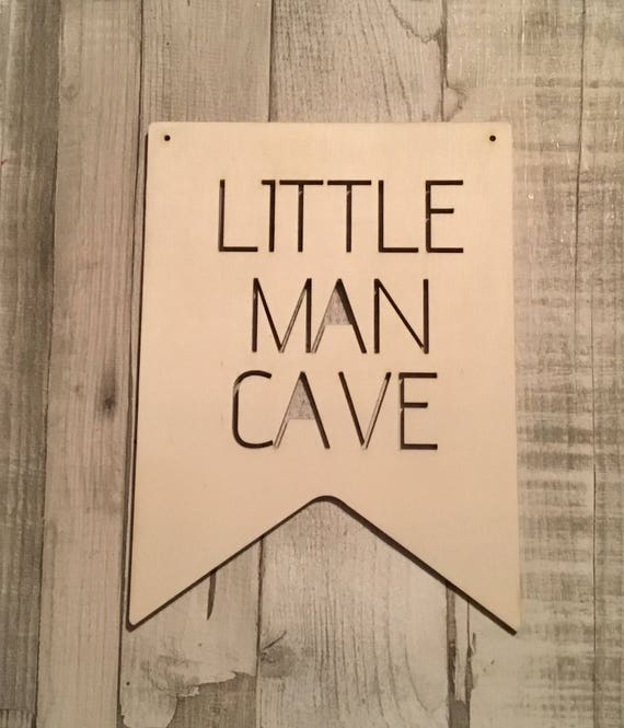 Little Man Cave unpainted laser cut gift bunting flag pennant tribal decor