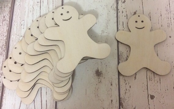 pack of 10 unpainted laser cut blank gingerbread men perfect for Christmas crafting - available in 2 sizes