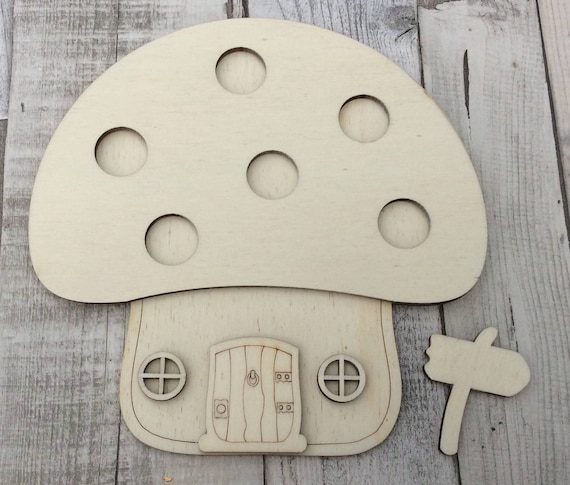 BRAND NEW unpainted laser cut blank toadstool mushroom faerie elf fairy arch shaped doors perfect for crafting