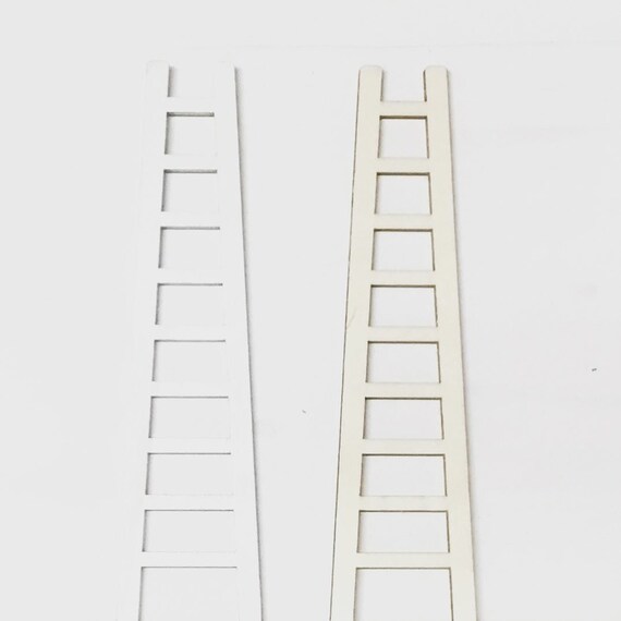 Single unpainted laser cut mini ladders - available in white or plain wood