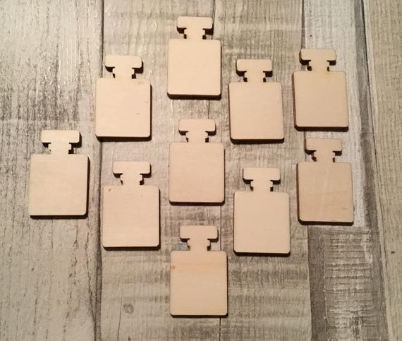 NEW LISTING pack of 10 unpainted laser cut miniature wooden square perfume embellishments