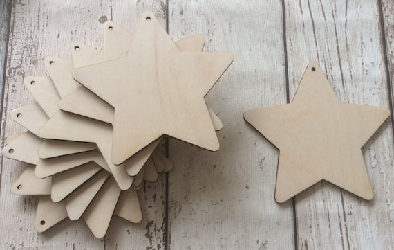 pack of 10 unpainted laser cut stars perfect for crafting