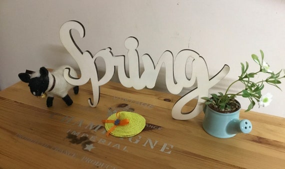 Unpainted 28cm long, laser cut wooden sign  “Spring”