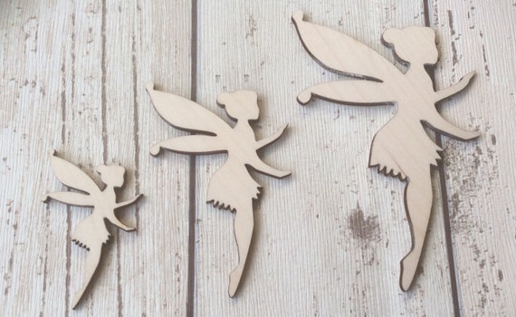 pack of 10 unpainted laser cut Tinkerbell fairies available in 3 sizes