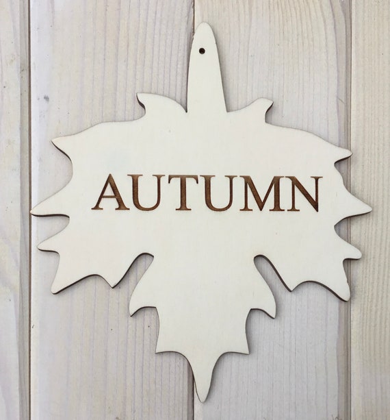 Single unpainted laser cut wooden autumn leaf - fabulous fall decor