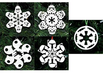 Collection of 5 Dark Side Homage snowflake Ornaments